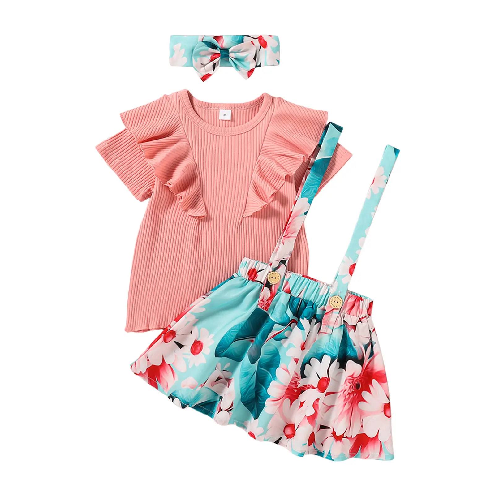 Baby Girl Summer Clothes Cute Outfits Short Sleeve Romper Overall Skirt Dress Headband 3pcs Newborn Outfit