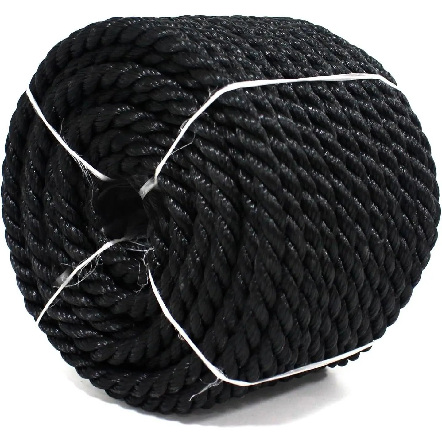 Black Twisted Polyethylene Rope 1/2 Inch 100ft All-Purpose Rope| 3100lbs Break Strength, Duty, Rope for Project, Camping, Marine,, Swing, Tug of War