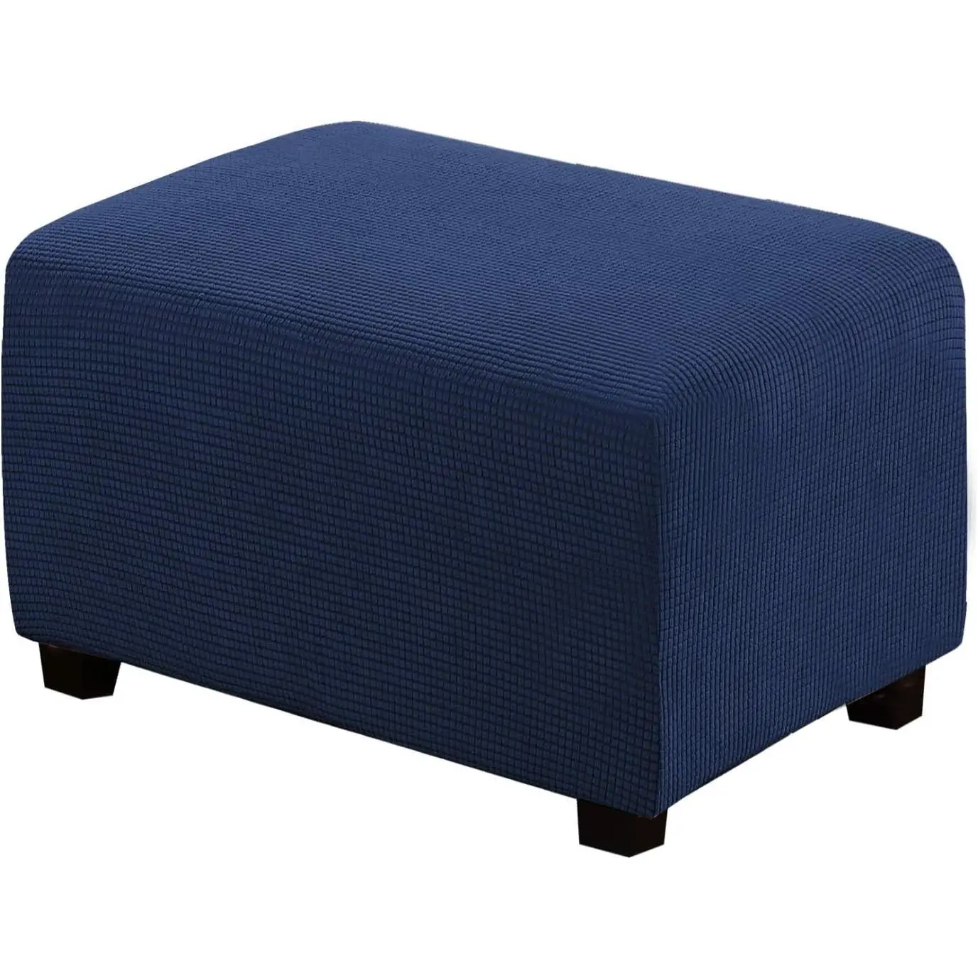 Ottoman Cover Slipcover Rectangle Fit Length 29"-34" Footrest Sofa Slipcovers Stool Cover Footstool Protector Covers Feature Stretch Thick Soft Jacquard Fabric Removable Washable - Navy