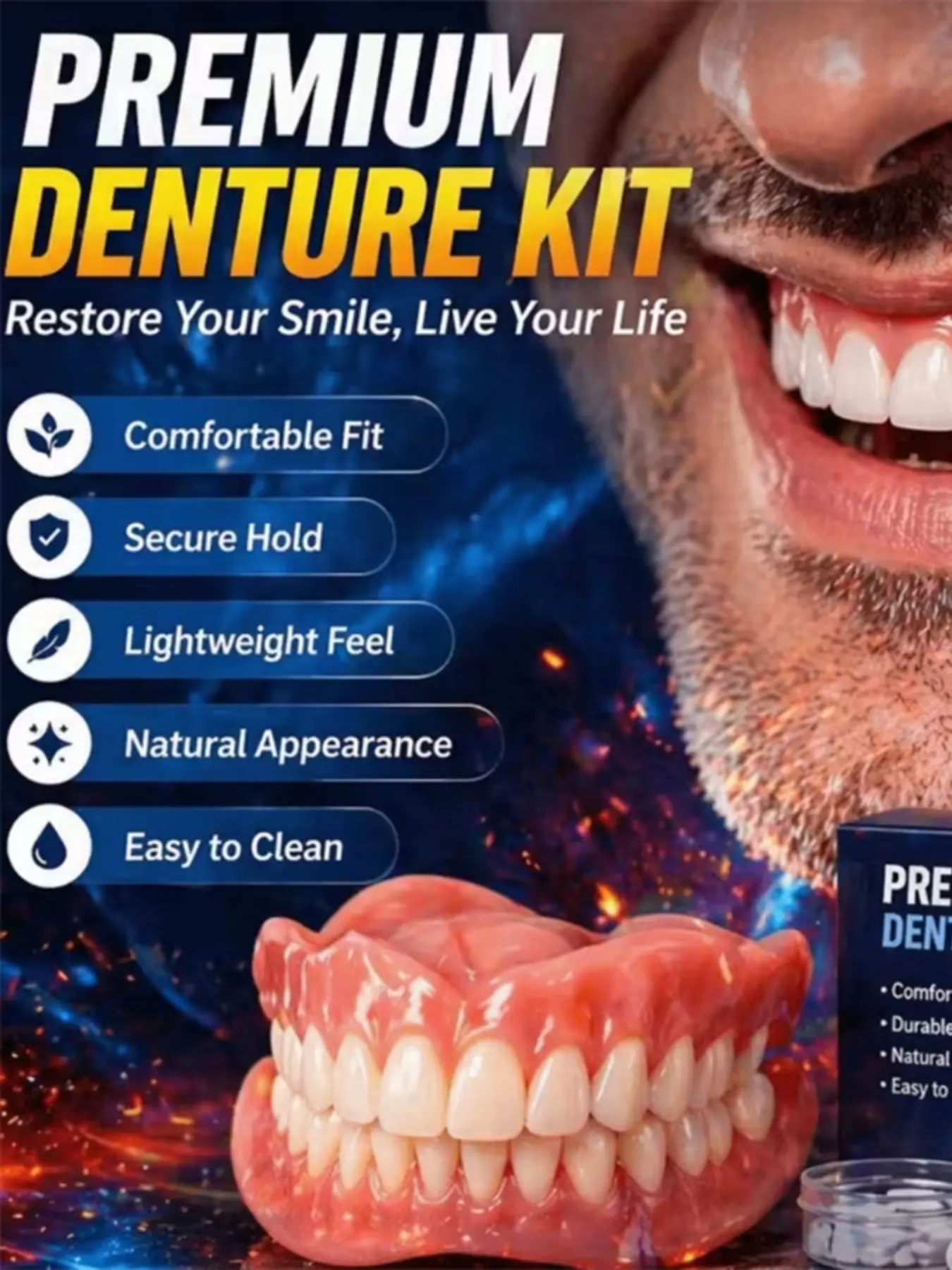 Temporary Upper and Lower Dental Tray, Soft and Comfortable Fit, Reusable Design, Easy to Wear, Ideal for Daily Use, Non-Medical Product