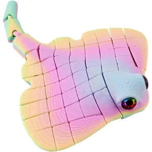 Manta Ray Fidget Toy, 3D Printed Toy Articulated Sea Animal Fidget Toys - Mantaray Multicolor PLA Flexible Fish Sensory Toy for Teens & Adults, Desk Toys for Stress Relief, Easter Basket Stuffersfidget toys