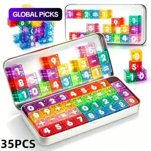 35-Piece Magnetic Number Blocks, Portable STEM Math Learning Toy, Math Learning Tools for Kids Ages 3+, Montessori Gift for Boys and Girls, Math Teaching Aid