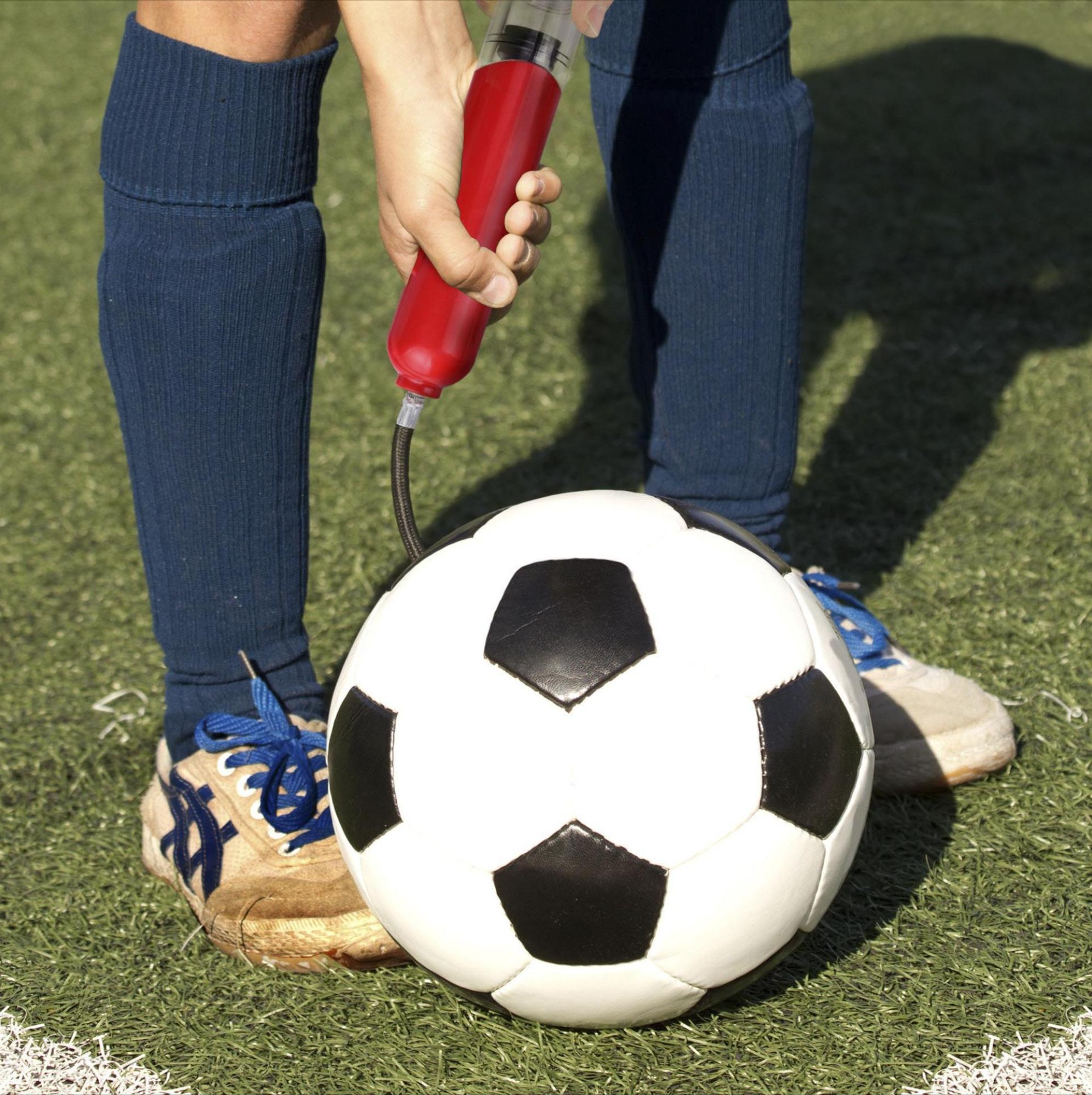 Mini Air Pump with Needle & Nozzle, Portable Double Action Quick Inflation Pump for Basketball, Balloons & All Sports Equipment