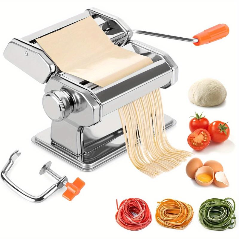 1pc Pasta Maker Machine - Adjustable Thickness (9 Settings) with Rollers and Cutterfor Pasta, for Making Spaghetti, Fettuccine, Lasagna - Ideal Gift for Food Lovers, Silvery Pasta Machine.