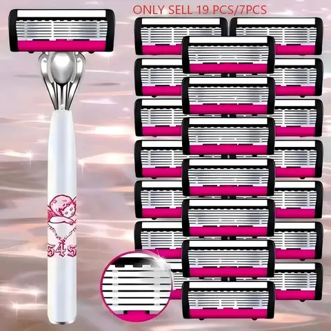 6-Layer Stainless Steel Razor Kit for Men & Women, Includes 6/18 Sharp Replacement Blades & 1 Handle. Comfortable & smooth for daily shaving, ideal for head shaving and bikini trimming. Shaving Razors Shaving Tool