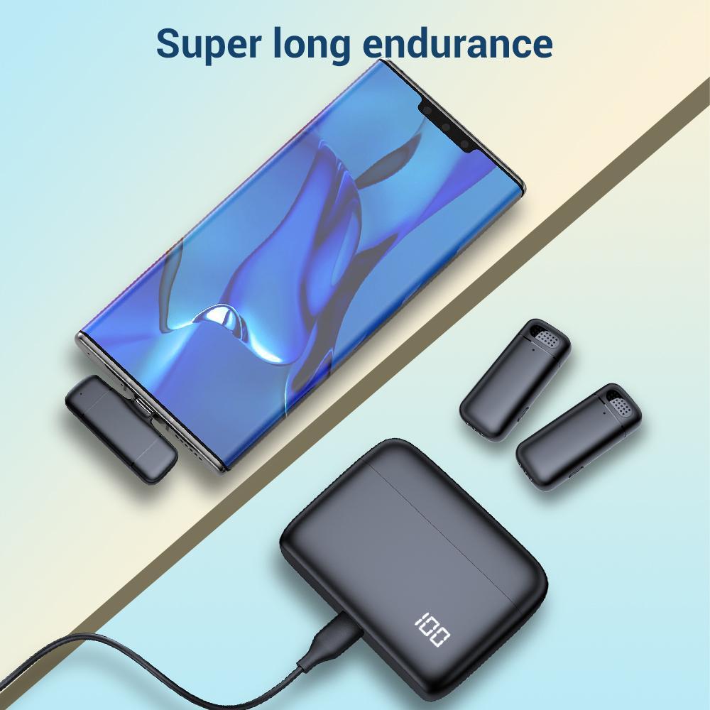 Wireless Lavalier Microphone, USB Rechargeable Wireless Microphone, Professional Wireless Microphone for iPhone Android Phone, Audio