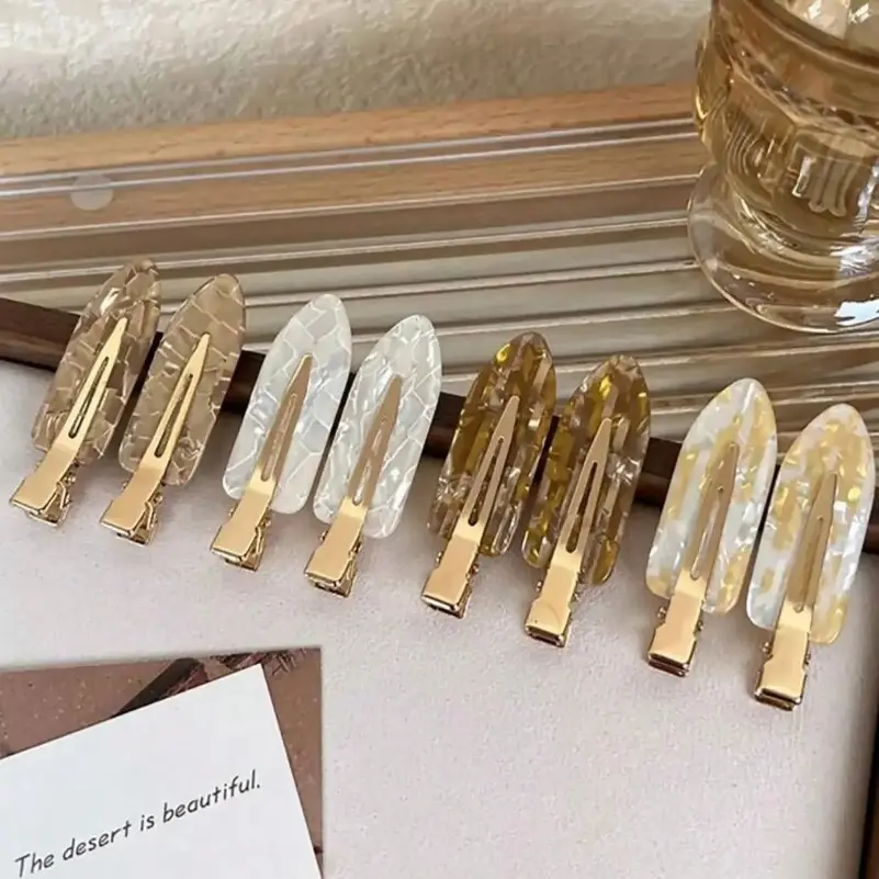 Marble Resin Hair Clips - 8-Pack Non-Slip Alligator Barrettes for Bangs Styling, Girls’ School Looks and Daily Hair Accessory