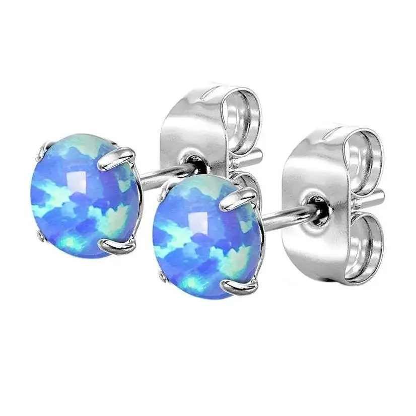 Blue Opalite Prong Set Earrings
