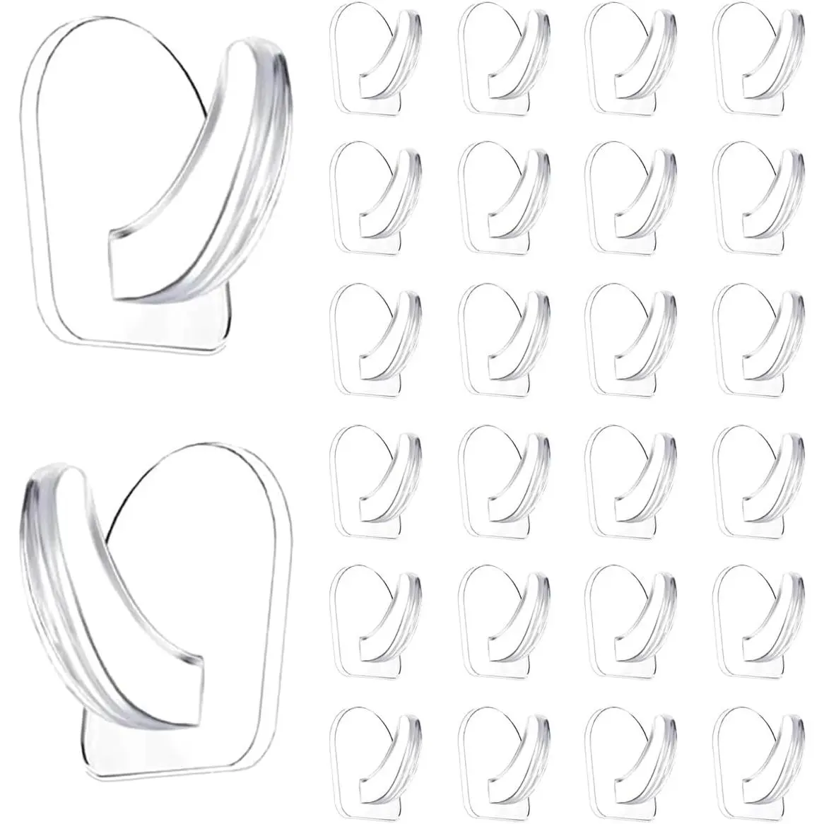 24 count Small Seamless Clear Adhesive Wall Hooks for , Transparent Sticky Hooks for Bathroom Bedroom Kitchen