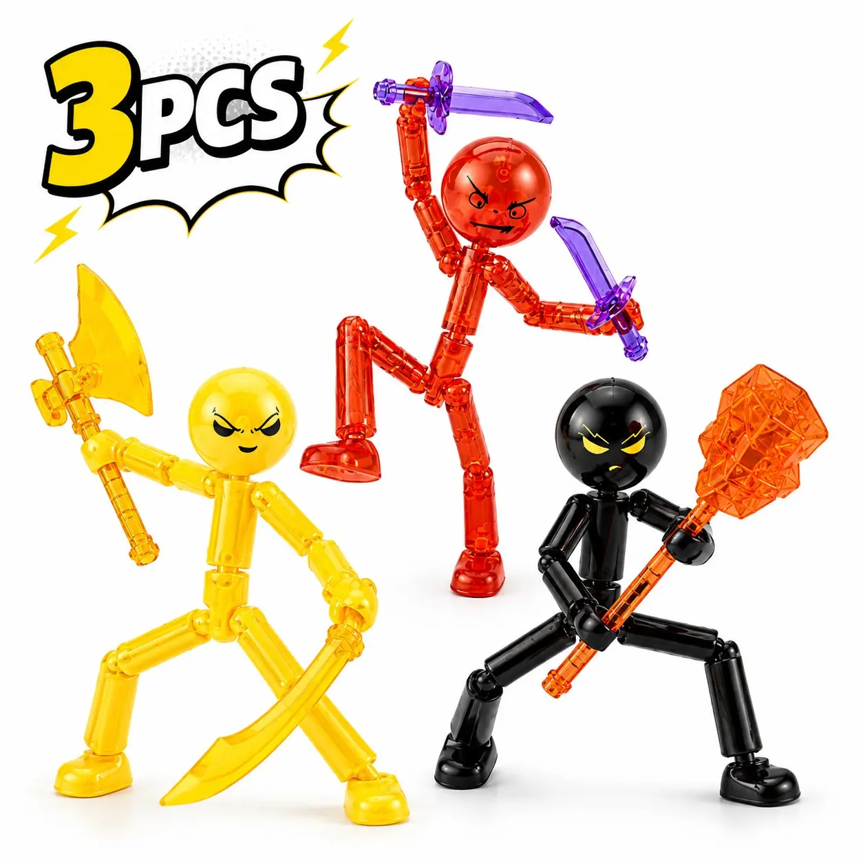 6pcs Flexible Stick Figure Action Toys Set, Poseable Creative DIY Building Figures, Fun Educational Toy for Kids, Perfect Gift Idea