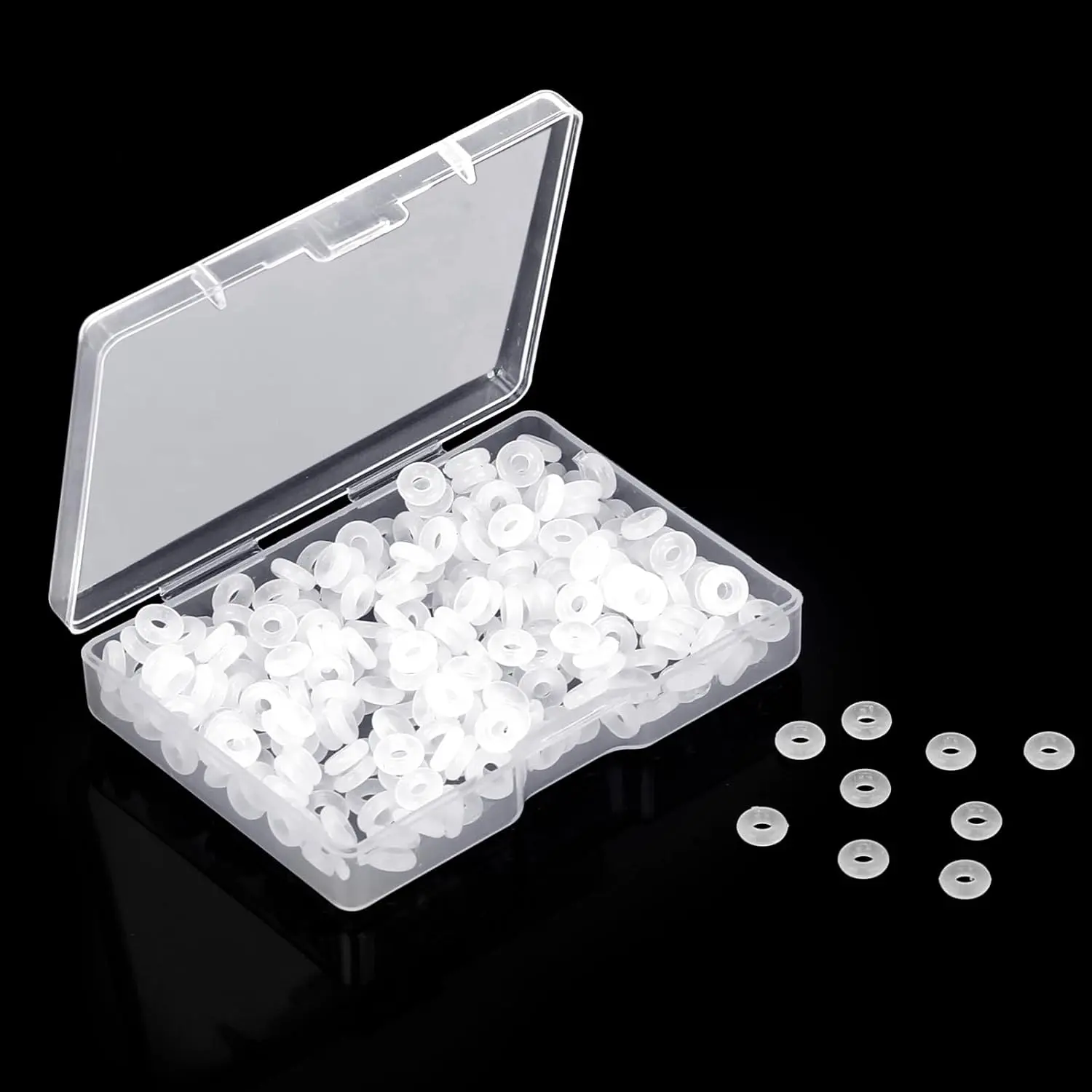 300 count  Bracelet Spacers - 6mm Transparent Rubber Bead Stoppers for DIY  Making