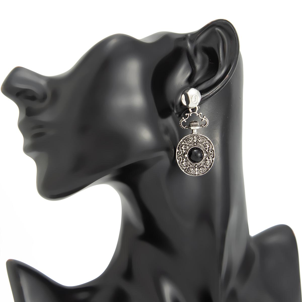 French Vintage Hollow Floral Disc Earrings – Fashionable Geometric Rhinestone Long Tassel Earrings