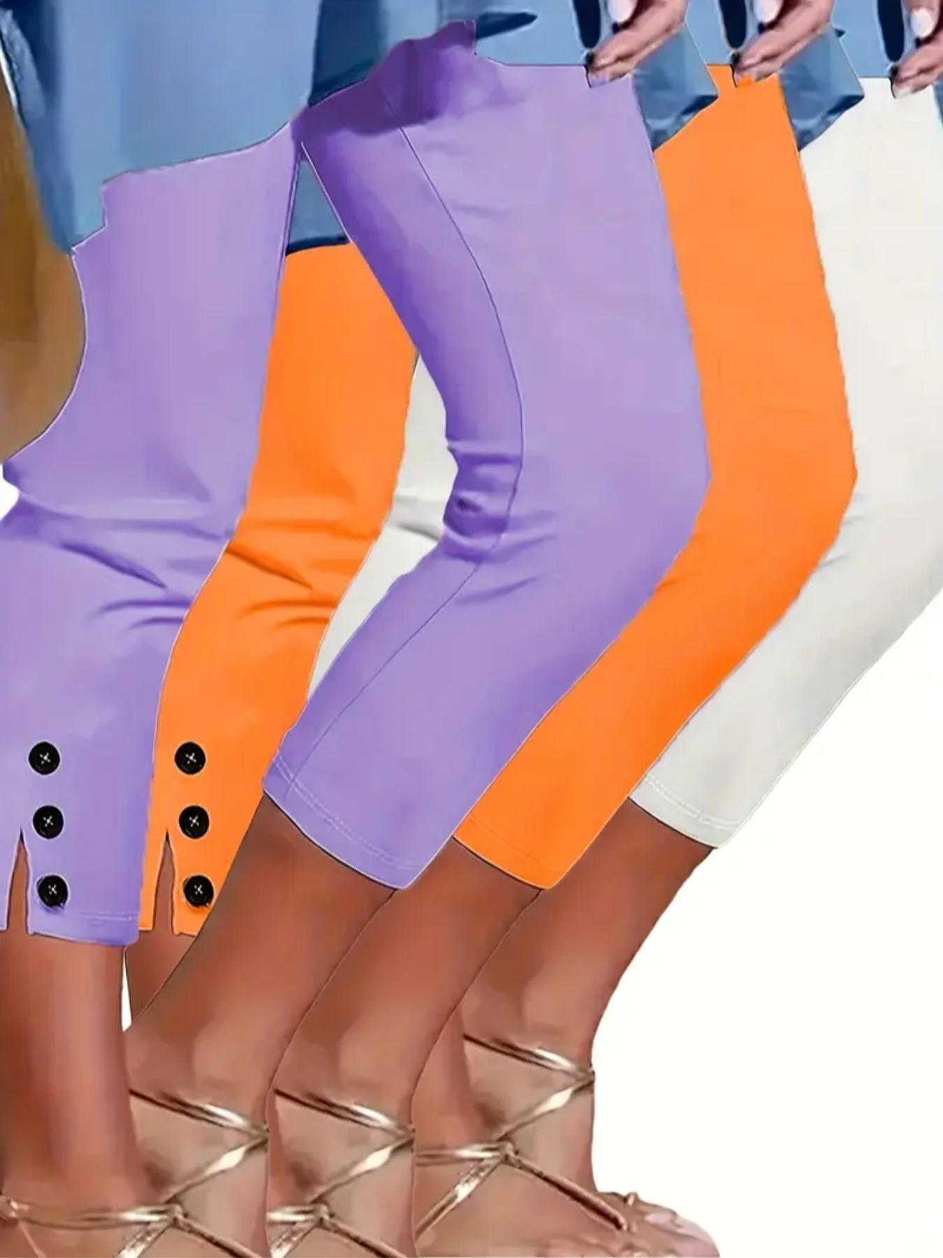 Women's Solid Color Skinny Capris Pants, Casual Comfy Breathable Trousers for Daily Wear, Ladies Bottoms for All Seasons