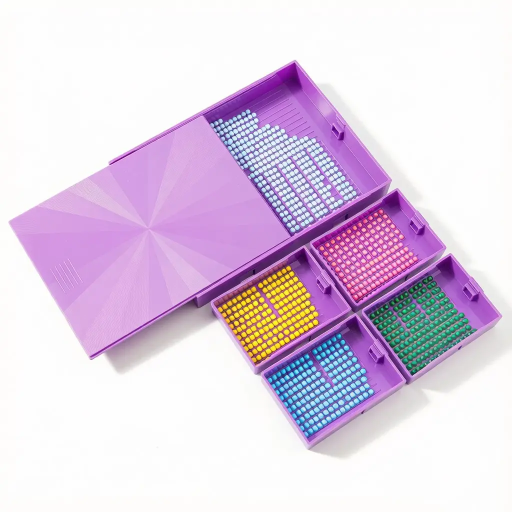 Diamond Painting Tray Set Modular Stackable Storage Organizer with Sliding Lid Multi-Size Compartments for Beads Craft Tools Accessories DIY Art Kit