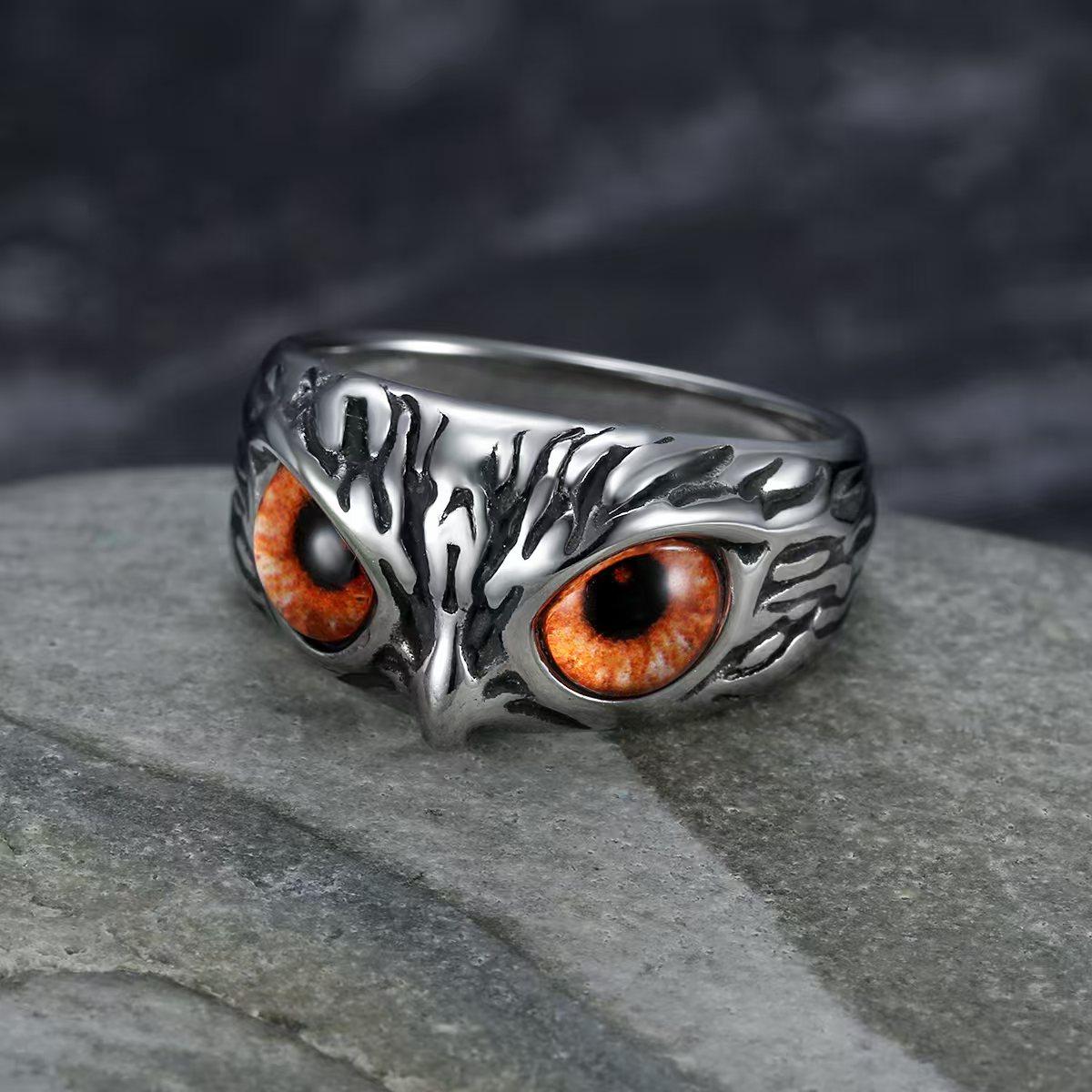 Fashionable Owl Ring, Stainless Steel Ring with Retro Hip-hop Punk Style, Everyday Jewelry, Party and Birthday Gifts