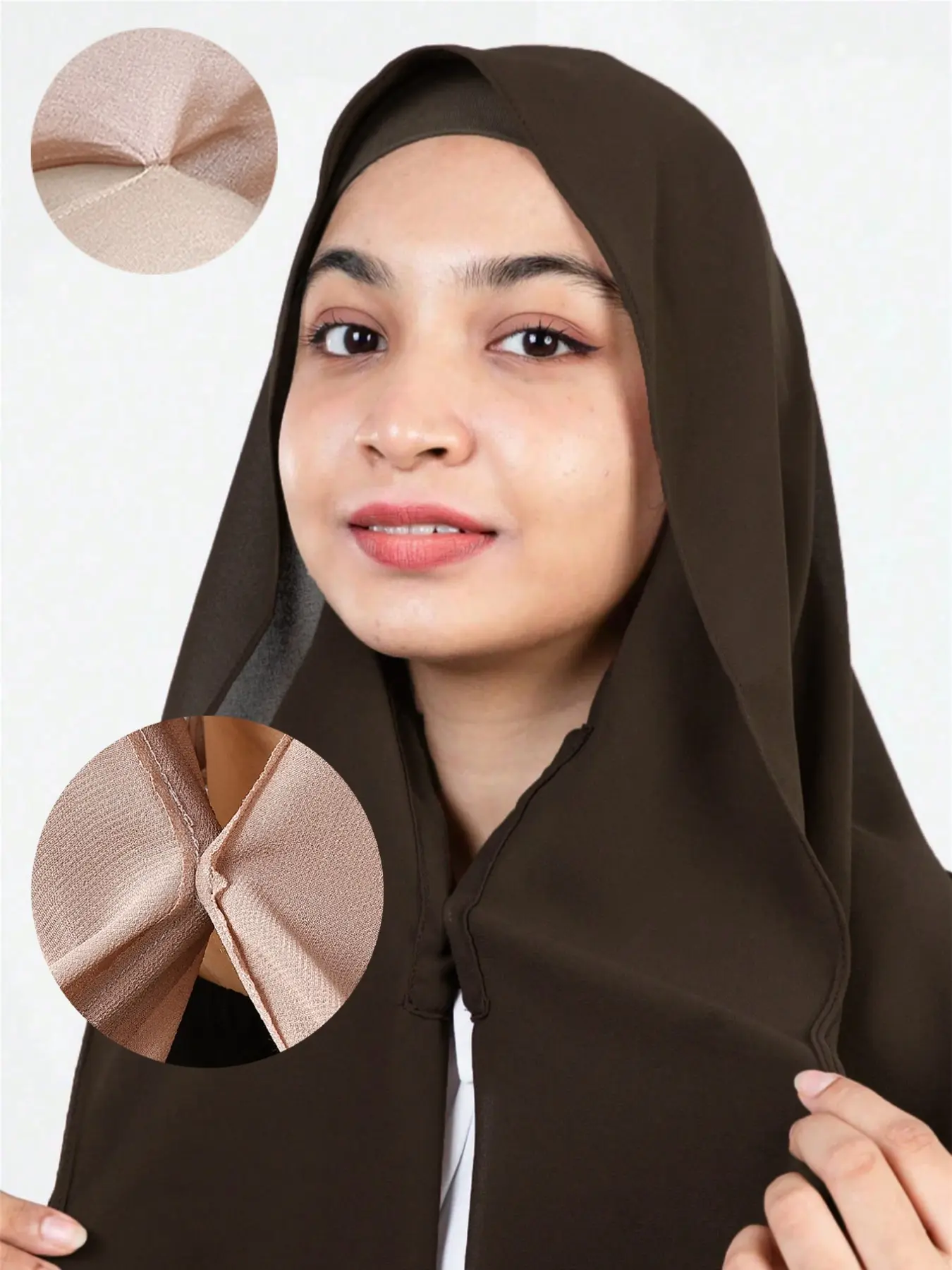 Women's Muslim Breathable Chiffon Instant Hijab Scarf with Hat, Casual Prayer Shawl, Magnetic Buckle, Suitable for All Seasons