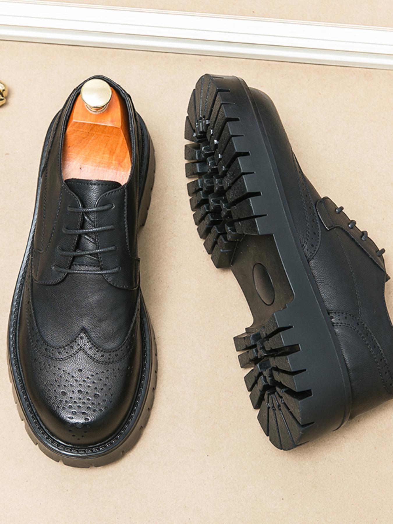 Men's Fashionable Lace Up Front Brogue Design Shoes, 2024 New Style Casual Comfortable Pu Leather Shoes for Daily Wear, Business Style Shoes for Men