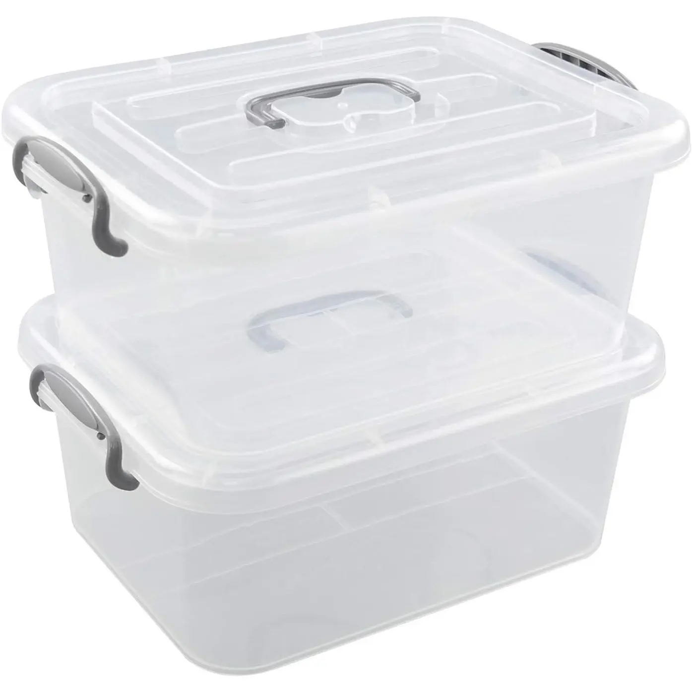 8 L Clear Storage Latch Box, 2-Pack Plastic Lidded Storage Bins