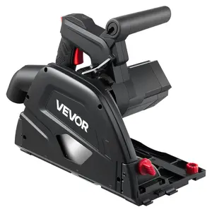 【DealsForYouDays】VEVOR Track Saw, 6-1/2-Inch, Plunge-Cut Circular Saw Kit, Tracksaw with 48-Tooth Carbide-Tipped Blade, 0-45 °   Angle Adjustment, 2.16 in Cutting Depth, for Wood, Plastic, Guide Rail Not Included, Black