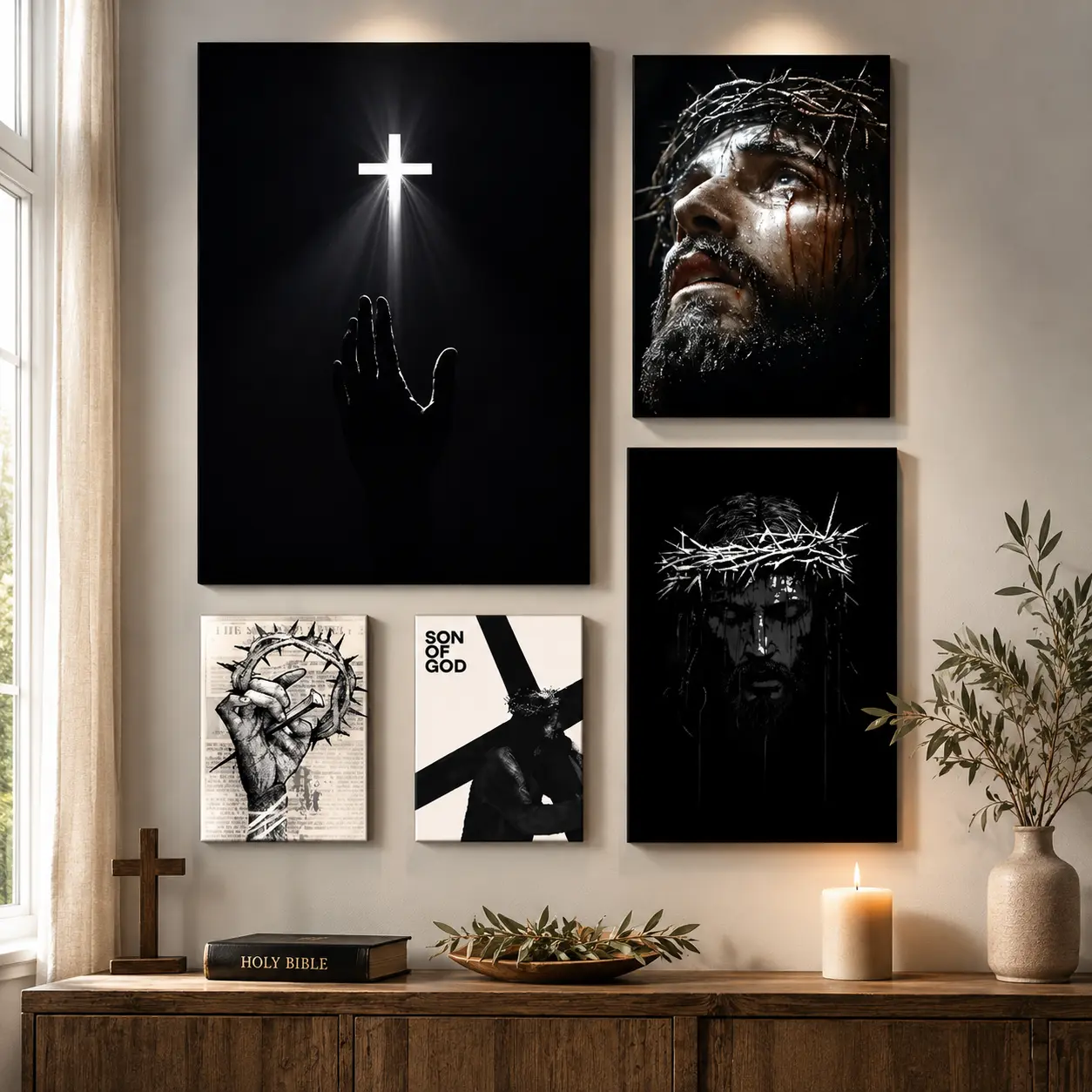 Christian Cross Canvas Poster |   Spiritual Wall Art for Bedroom, Living Room & Home Decor