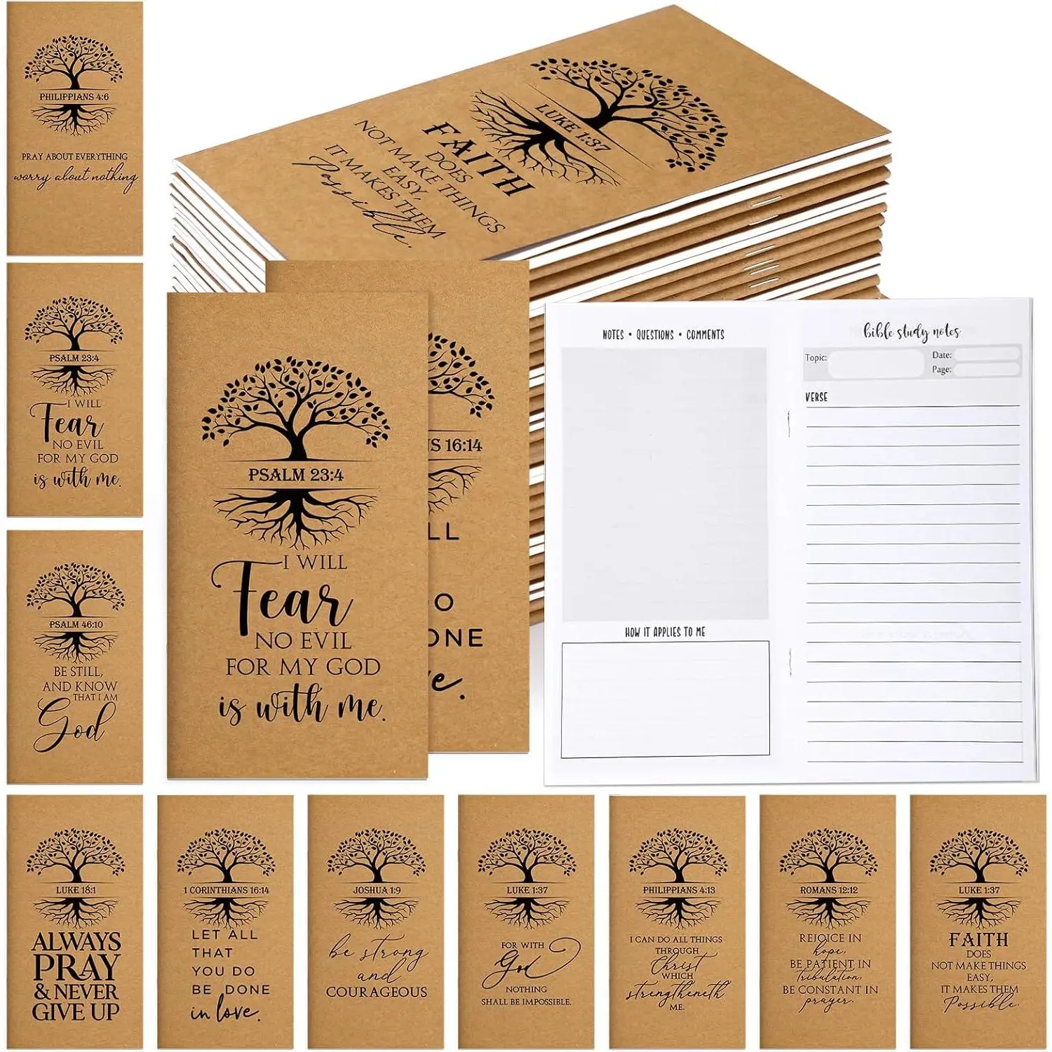 2026-2027 Christian Bulk Pocket Planners (30-Count, Tree of Life Color) - Biblical Phrases, Weekly Planning, Verse Prayer Journals, Printed Pages for Sunday School Teachers