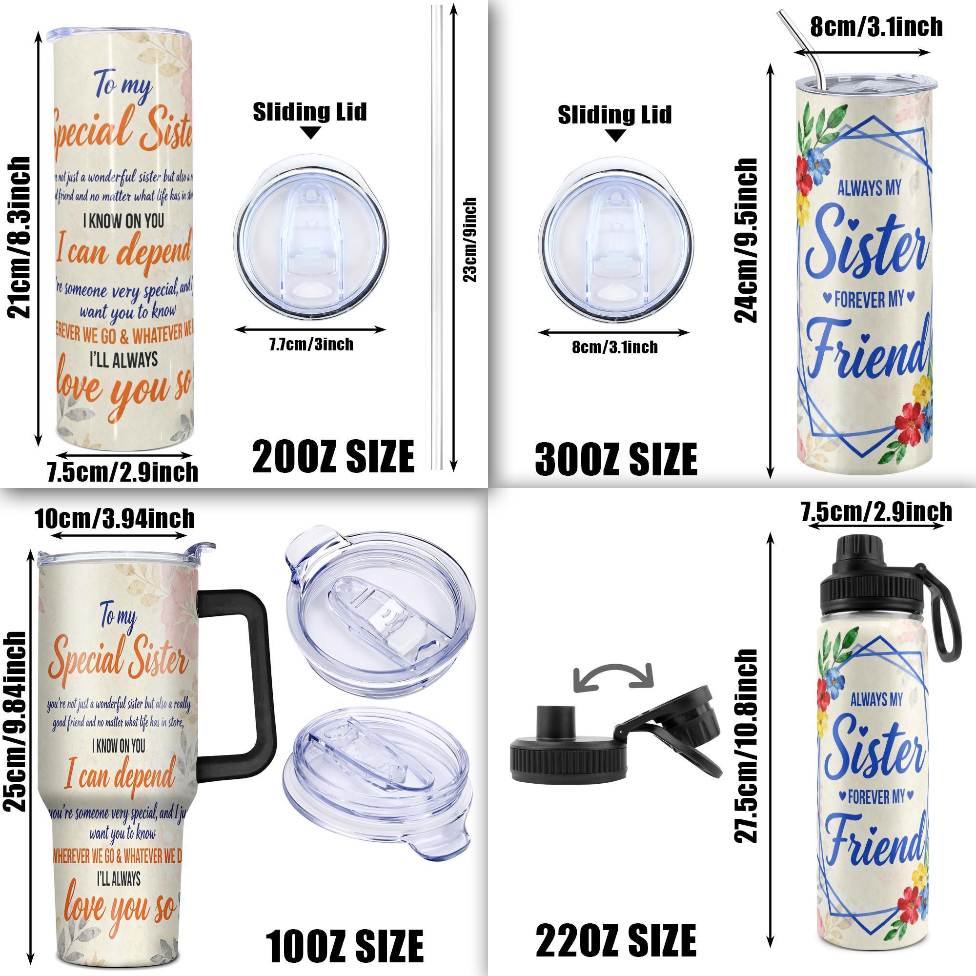 1pc Stainless Steel Cup 40oz/30oz/20oz Water Bottle Insulated Mug Tumbler,Funny Design With Special Sister Always My Friend Double-layer insulation Leakproof Large Capacity, Needed for Gym, Hiking, Travel Ideal Birthday Ch