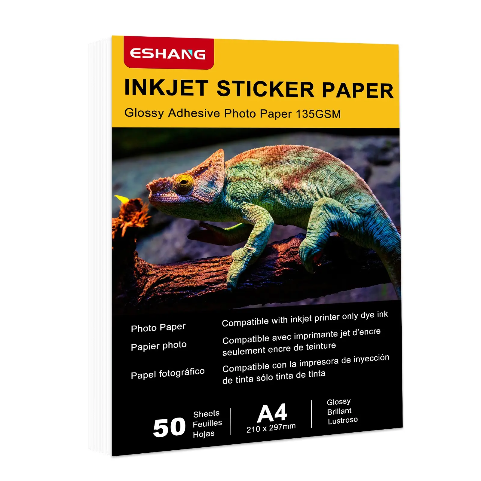50 Sheets A4 Size 8.3x11.7 Inch 135gsm Self-Adhesive Photo Paper, Glossy Sticky Back Printable Sticker Paper for Inkjet Printer, Scrapbook DIY Photo Crafts