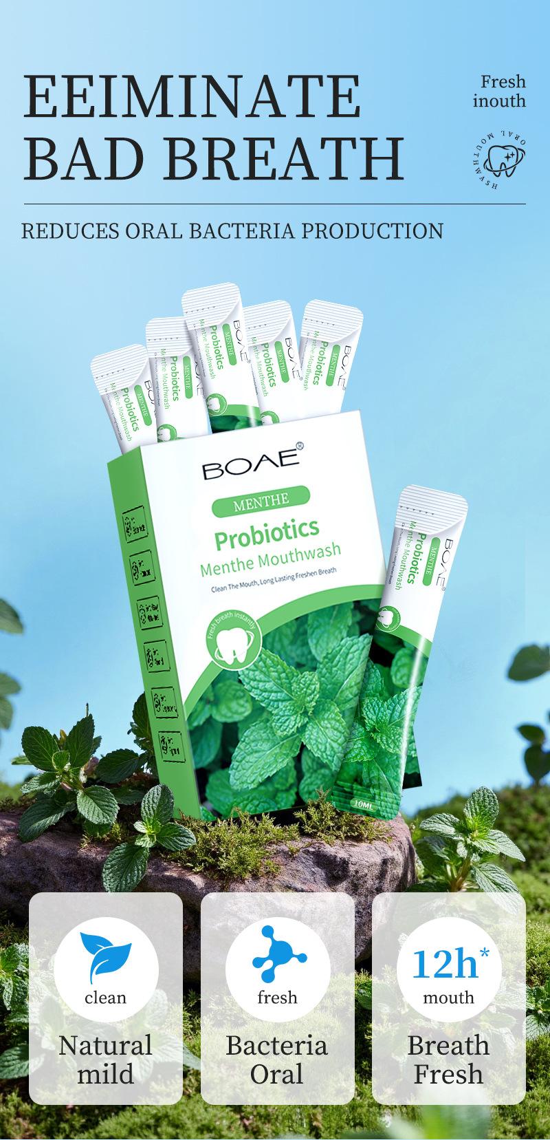 BOAE Mint Antibacterial Fresh Mouthwash, Disposable Portable Cleaning Mouthwash