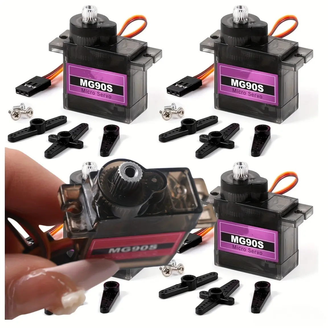 Mg90s Servo Motor, 2/4/10 Options, Plastic Gear, 9g, Sg90 Upgrade, Suitable for RC Helicopter, Boat, Car, Arduino Esp32 Projects
