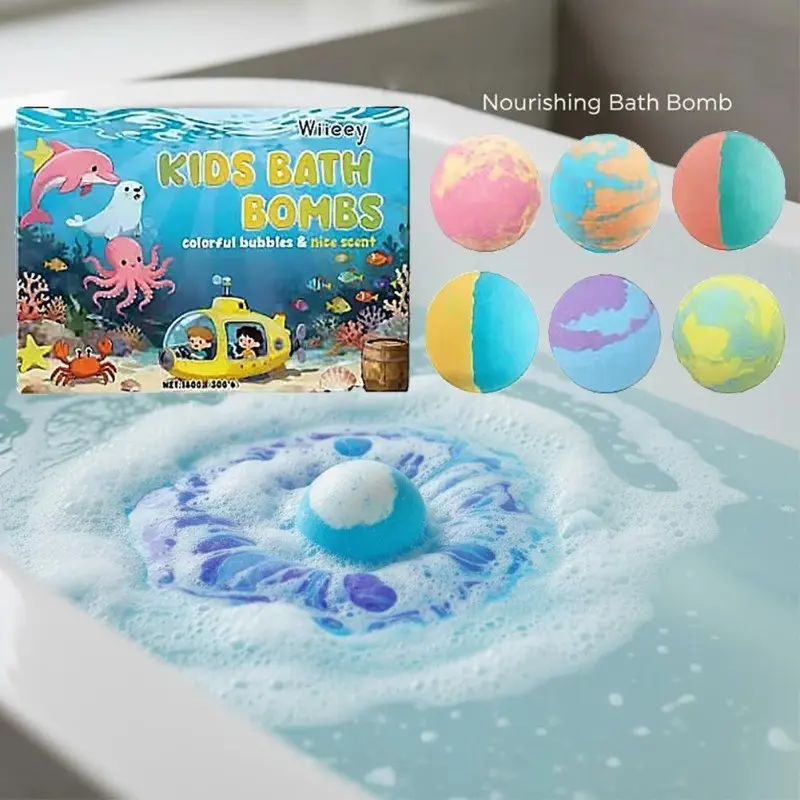 Kids Colorful Bath Bombs, Bath Bubbles, Bath Color Fizzy Spa Balls Gift Set, Body Care for Kids Bathtub Fun Relaxing Holiday Gift Toys for Kids Toddlers