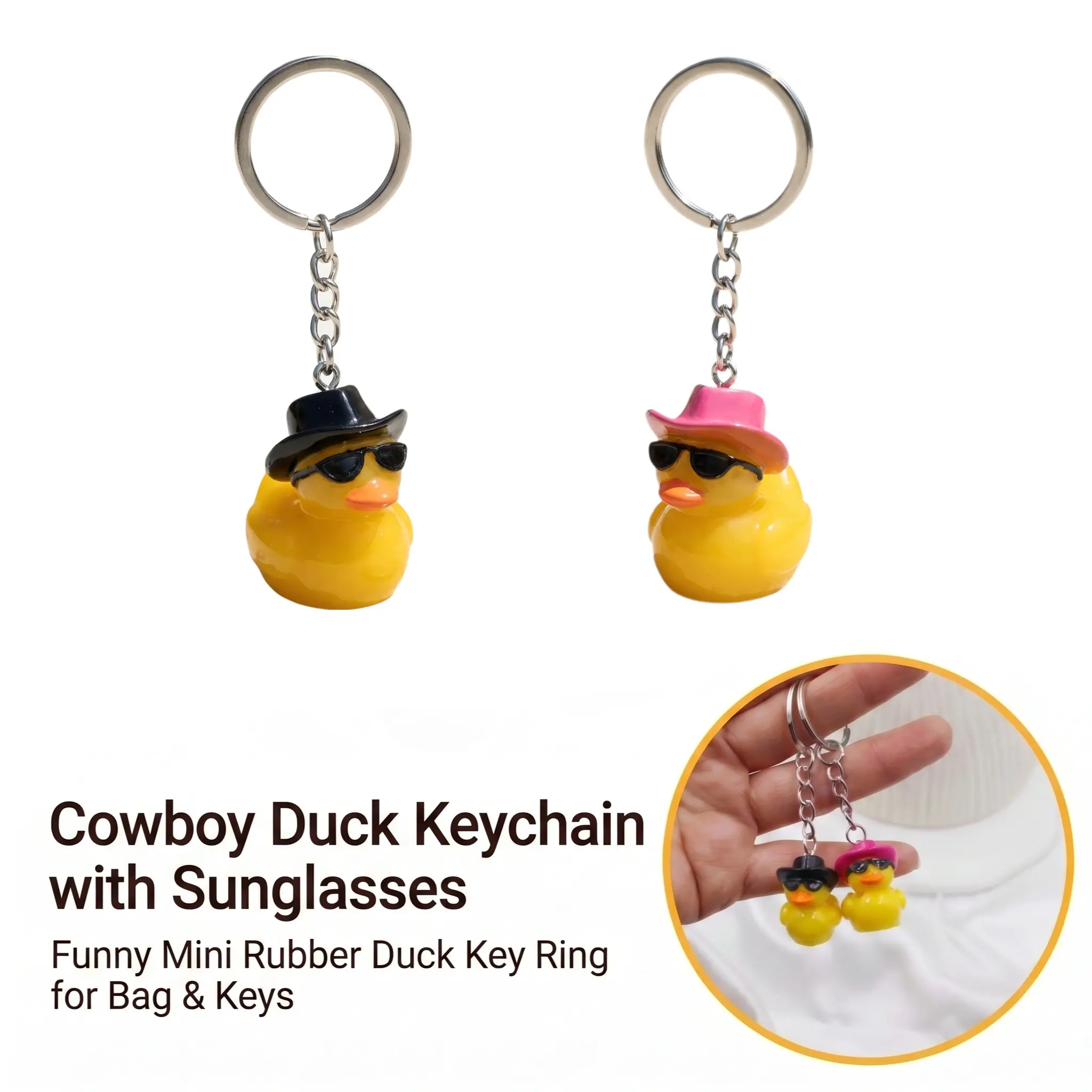 2 PCS Cute Duck Design Keychain, Colorblock Animal Shaped Keychain for Women & Men, Trendy All-match & Exquisite Keychain As Gift, Stylish Keychain, Cute Keychain Accessory, Animals Keychain Decor-YY0