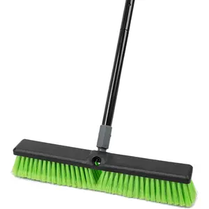 18" Indoor Shop and Garage Push Broom with Soft Bristles Heavy Duty Brush Broom with 59" Long Handle for Commercial & Residental Floor Cleaning Sweeping