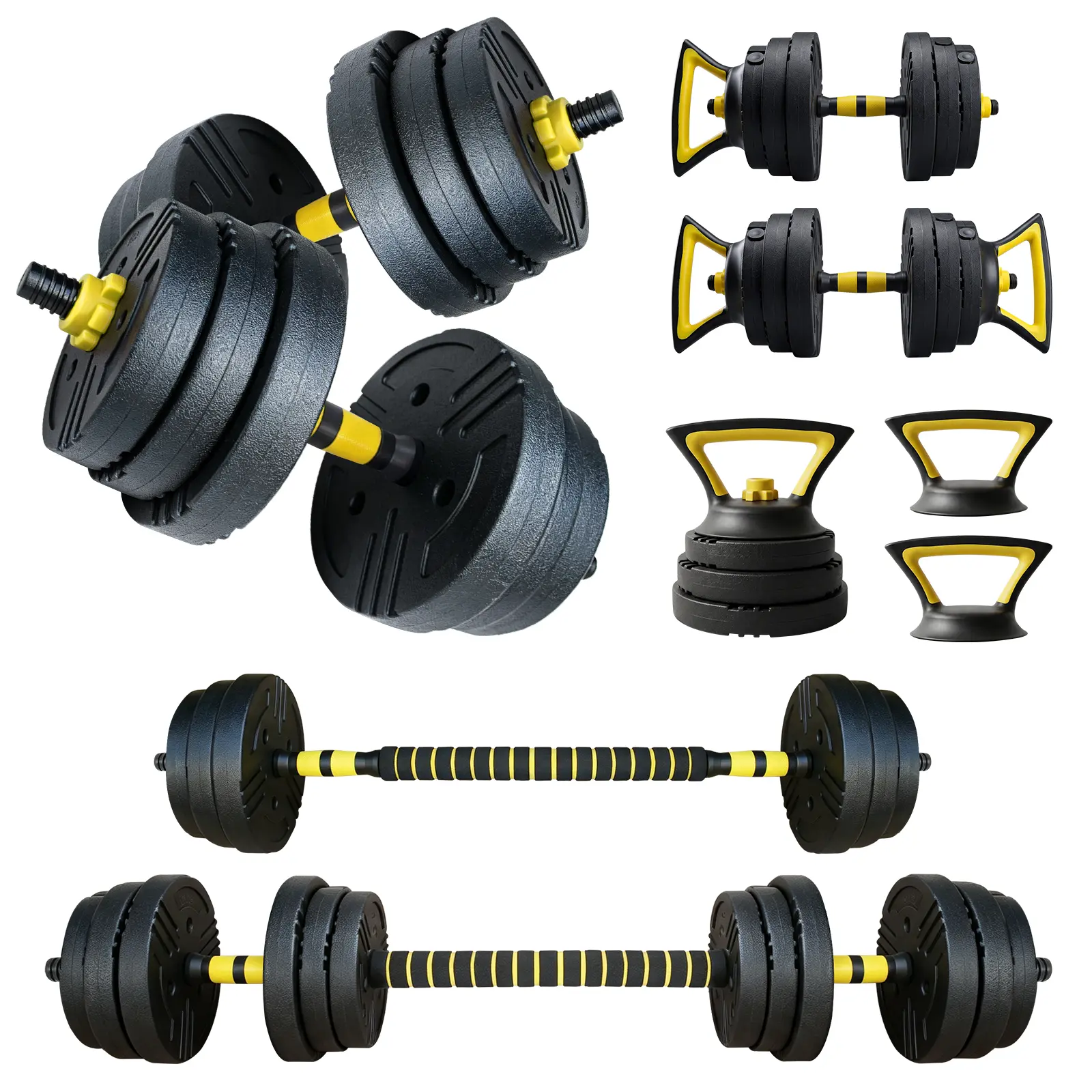 Adjustable Dumbbells 55 lbs Free Weight Set with Connector, Multifunctional Barbell, Dumbbell, Push-Up and Weight Plate for Home Gym