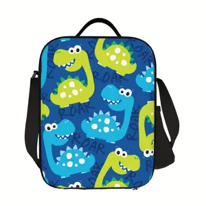 Dinosaur Pattern Lunch Bag - 1pc, Unisex, Portable, Reusable, Ideal for Picnics & Home, Great Gift for Friends, Perfect for Back-to-School & Birthdays, Functional Storage Solution for Luggage Category Use