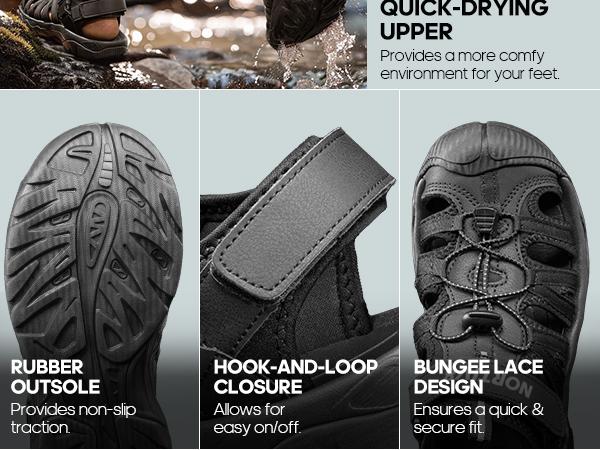 NORTIV8 Men's Closed Toe Outdoor Hiking Sandals for Breathable and Anti-Slip Adventure Walking Snorkeling Athletic Shoes NORTIV8 Men's Closed Toe Outdoor Hiking Sandals for Breathable and Anti-Slip Adventure Walking Snorkeling Athletic Shoes