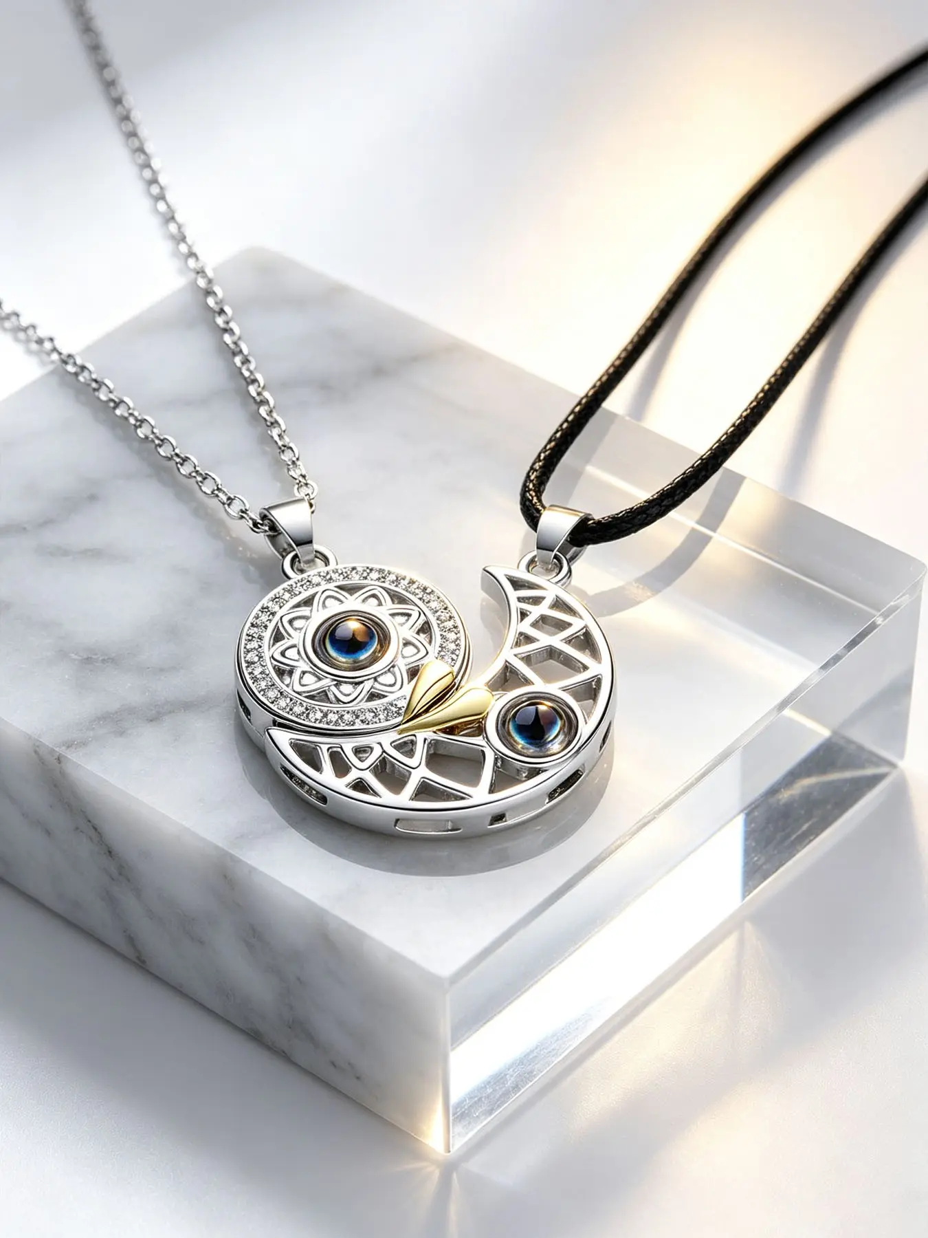 Magnetic Couple Necklace Set, Long Distance Love Gift, Valentine's Day Accessory, Anniversary Present, Romantic Jewelry for Him and Her
