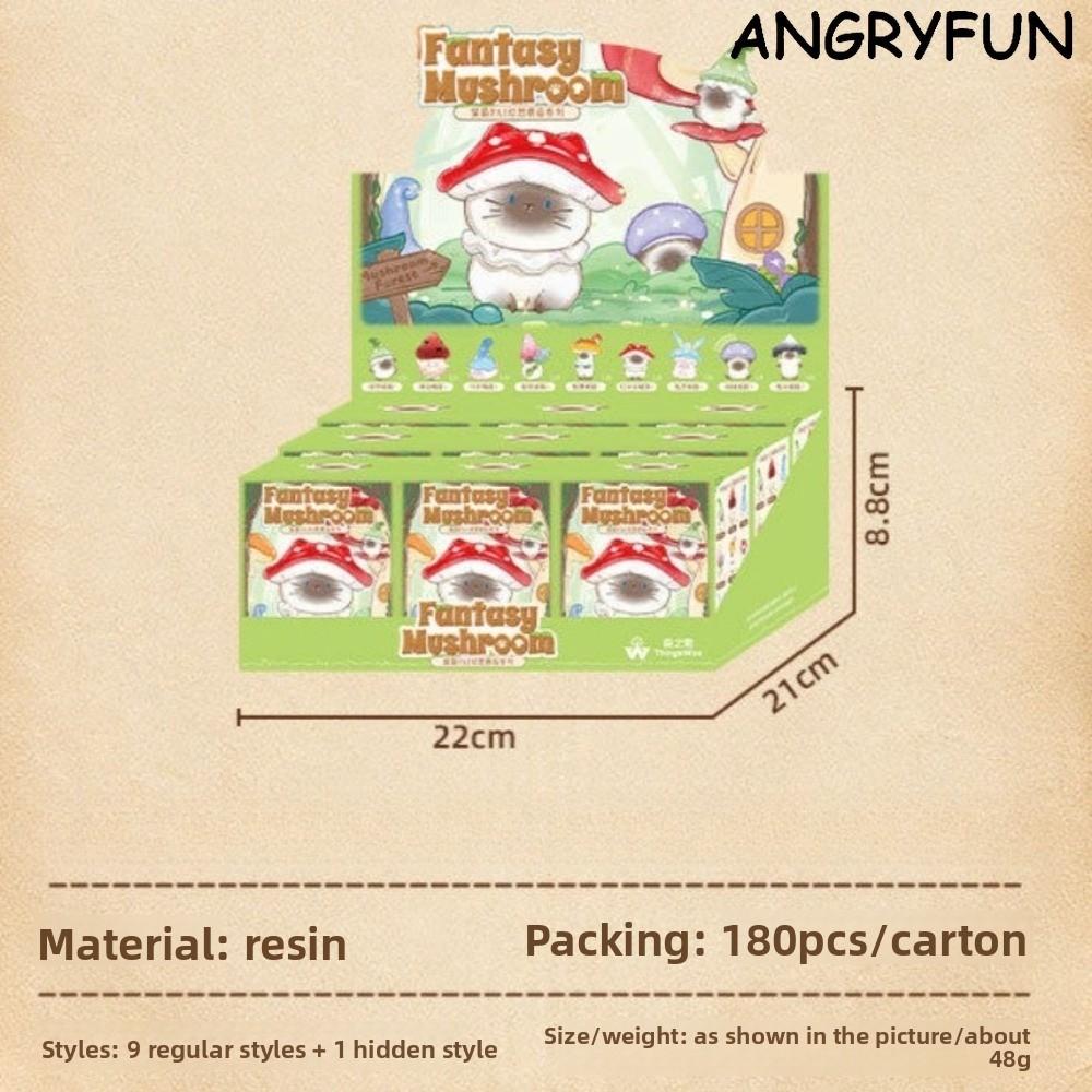 ANGRYFUN Cat Fantasy Mushroom Series Blind Box Figure – Cute Siamese Cat Collectible Mini Figurine, Desk Display Gift for Girls and Collectors