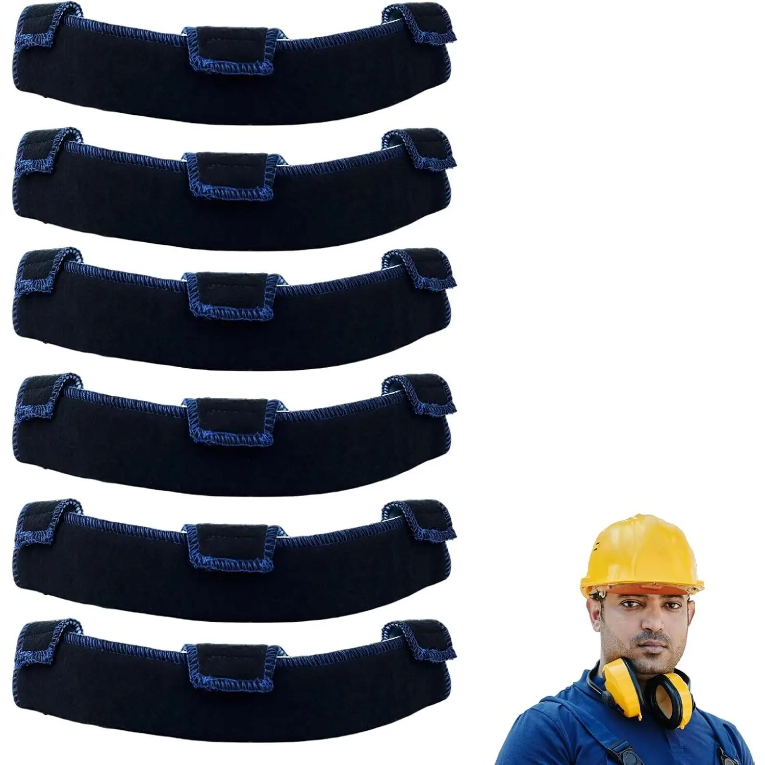 6 PCS Washable Reusable Flame Retardant Cotton Hard Hat Liner Sweatband, Replacement Liner for Chainsaw Helmet Welding Helmet