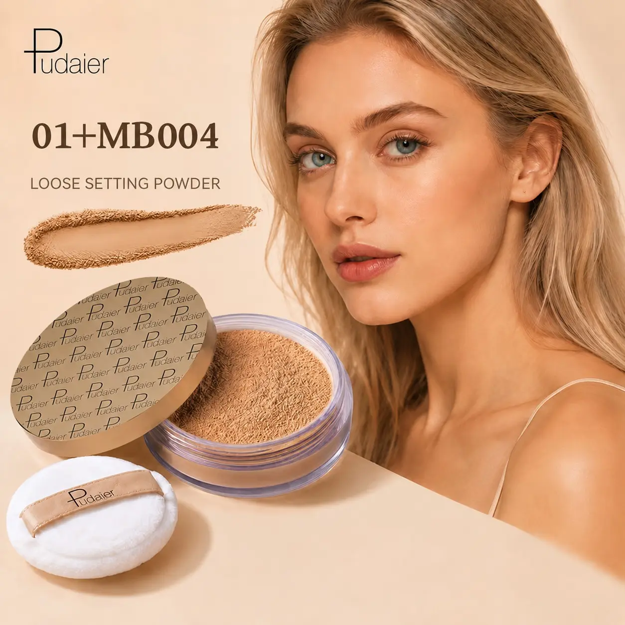 Lightweight Breathable Oil Control Loose Powder, Long-Lasting Waterproof Sweat Proof Smudge Proof, Makeup Setting Powder with Puff