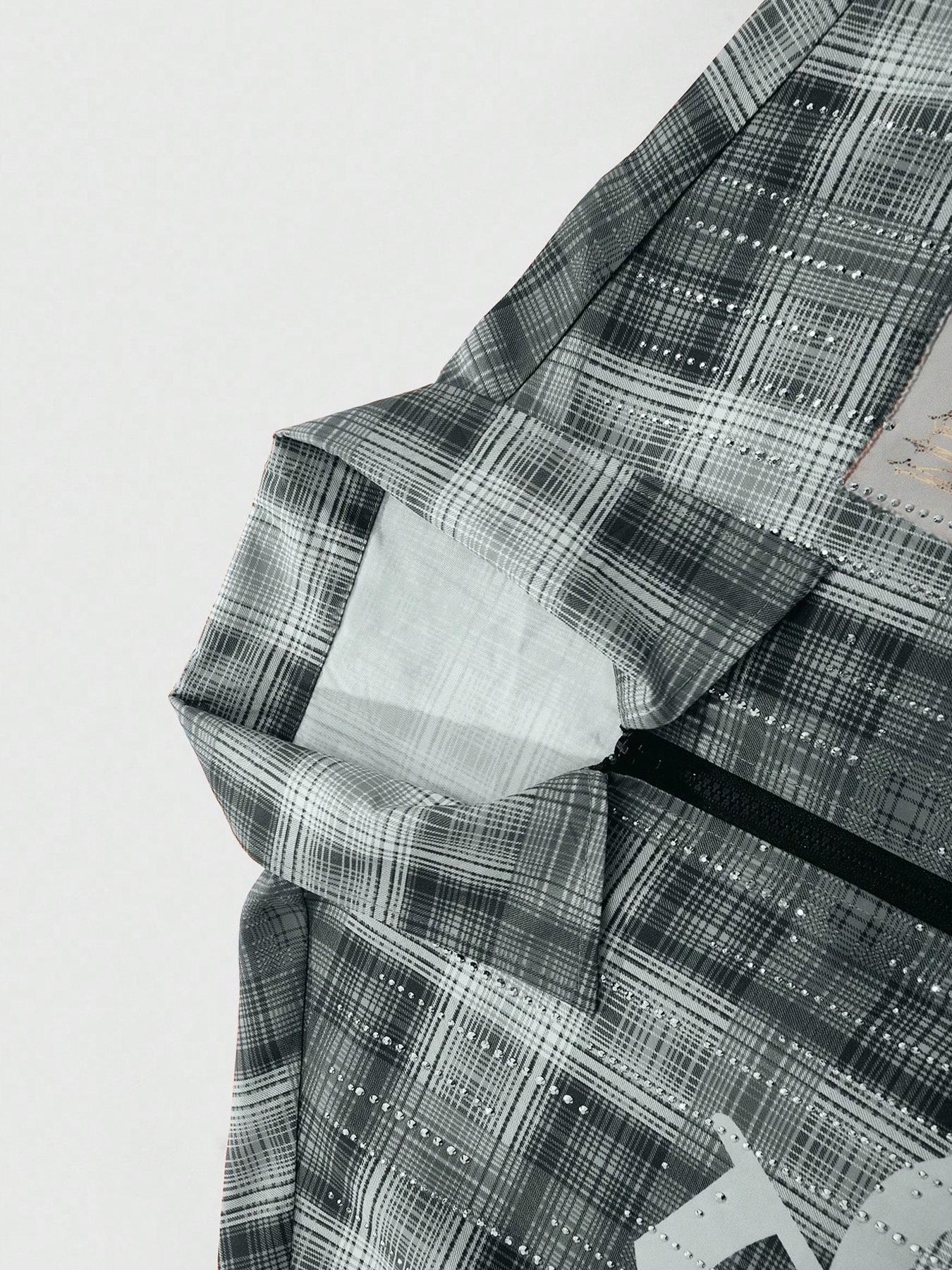 Men's Gothic Print Sequins Plaid Casual Button Shirt, Street Style Fitted Woven Fabric, All Seasons Fashionable Design