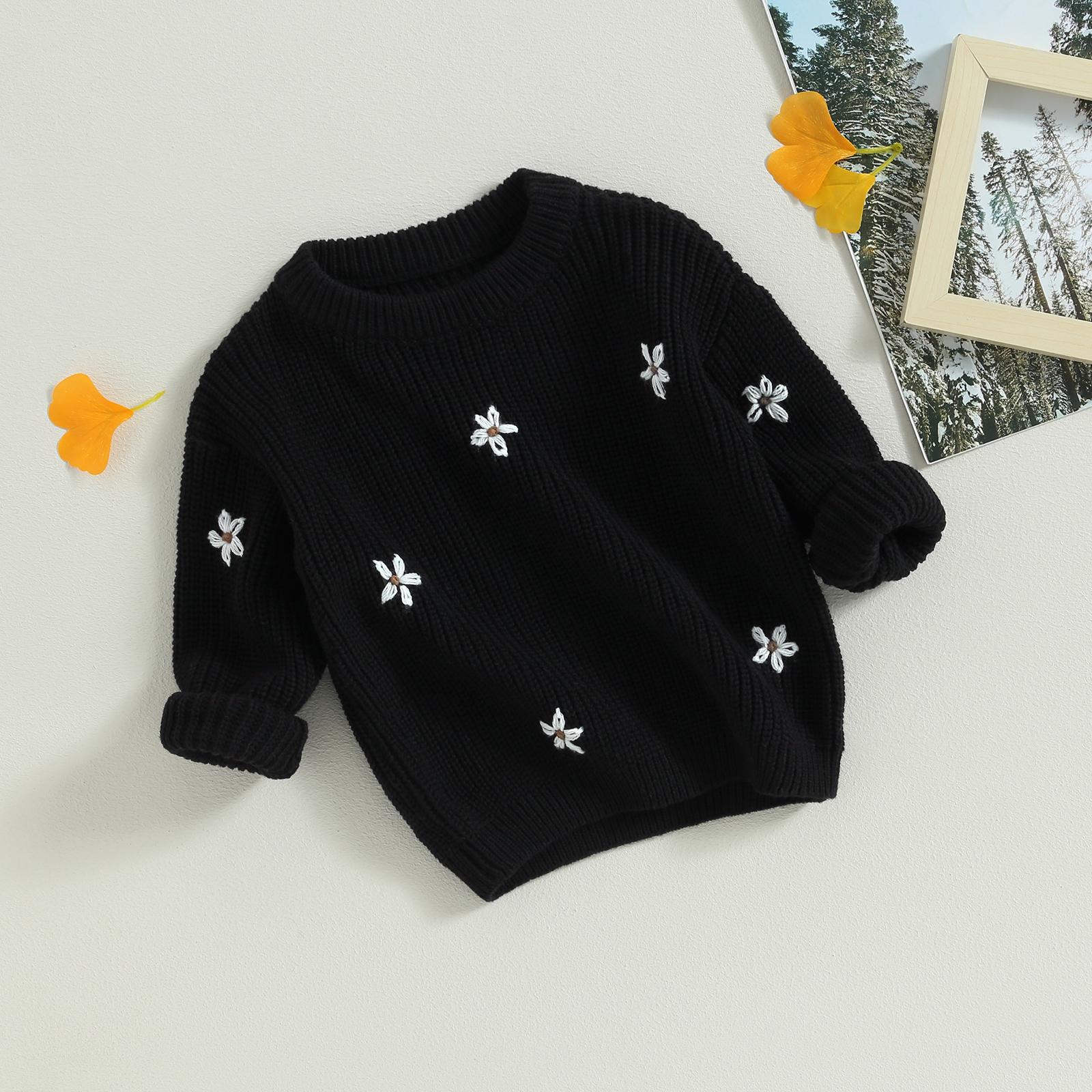 Toddler Baby Girl Knit Sweater Blouse Pullover Sweatshirt Flower Embroidery Warm Long Sleeve Tops 0-5 Years Toddler Baby Girl Knit Sweater Blouse Pullover Sweatshirt Flower Embroidery Warm Long Sleeve Tops 0-5 Years