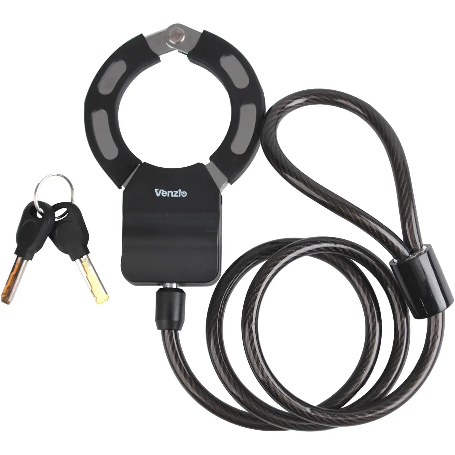 Venzio Electric Scooter Lock with 2.62FT x 8mm (0.31inch) Q235 Steel, Heavy Duty Anti-Theft Bike Lock and Keys, Portable Cable Lock for Scooter, Bicycle, E-Bike, Motorcycle, Gate, Fence, Toolbox