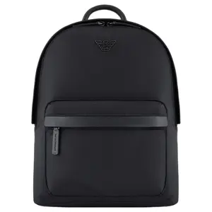 Emporio Armani Nylon Backpack for Men, Minimalist Black