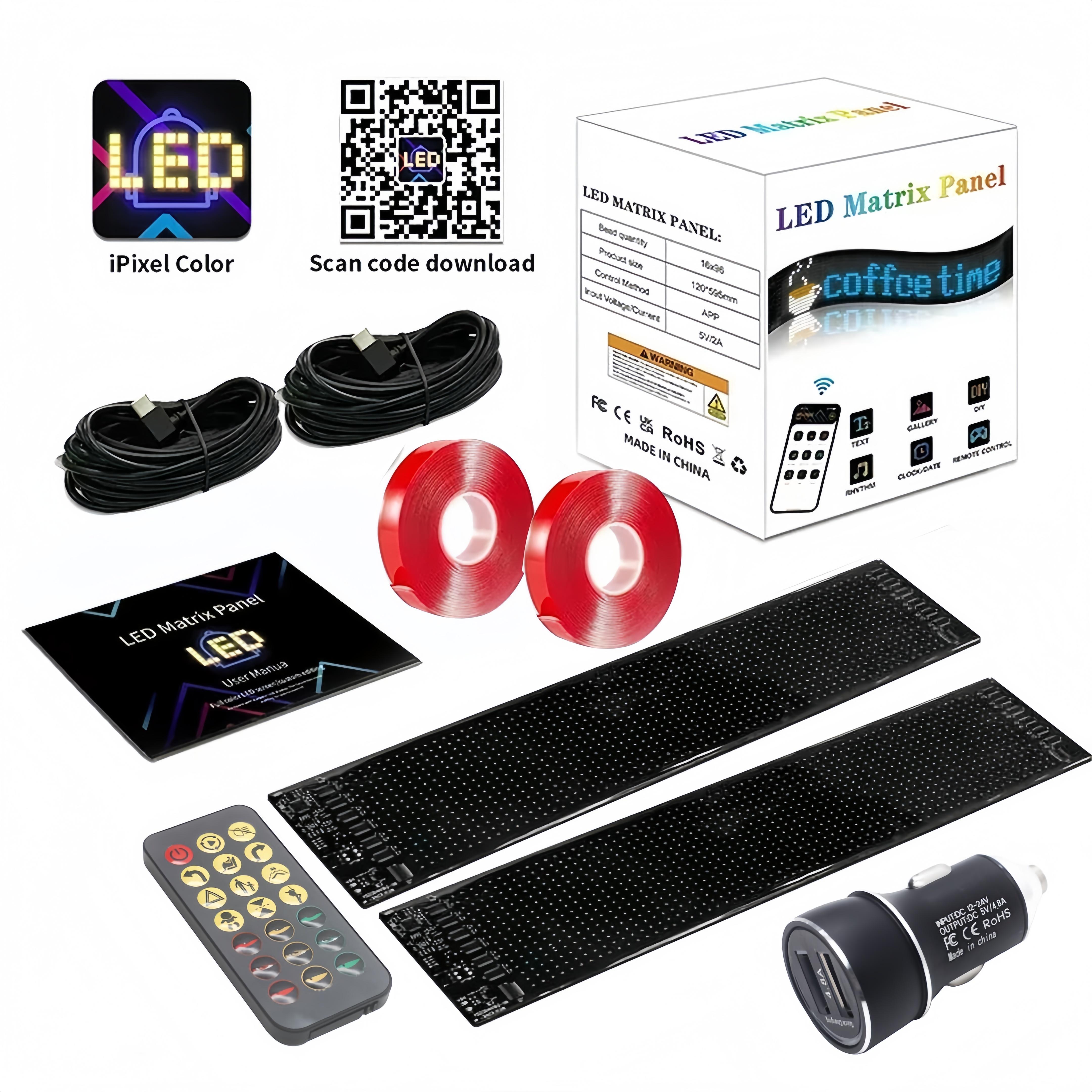 Programmable LED Car Window Display, Ultra Thin Flexible Scrolling LED Sign for Windshield, Custom Text and Animation with APP and Remote Control, USB Powered LED Car Light for Cars and Trucks christmas decoration gift Vehicle fun car accessories