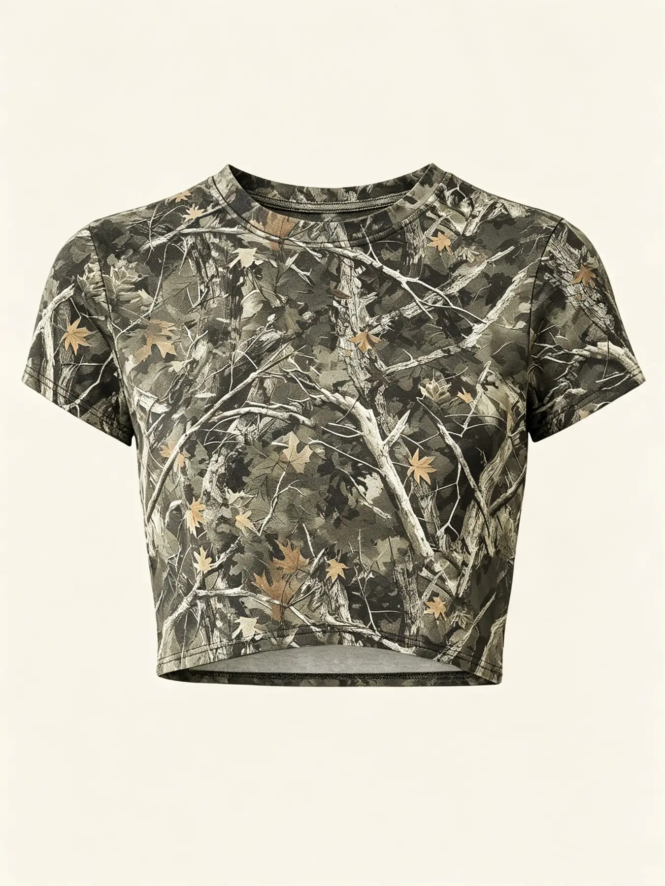 Vintage Y2K Street Style Camo All-Over Print Slim Fit Short Sleeve T-Shirt, Sexy Pure Desire Look, Women's Summer Top for Daily Wear