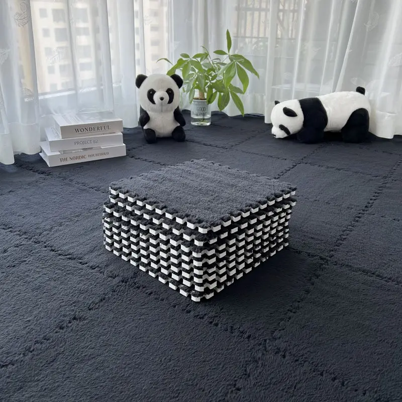 16-Piece Interlocking Puzzle Floor Mat, Non-Slip Large Area Rug for Living Room, Washable Soft Comfortable Bedroom Bedside Carpet, Interlocking Mats