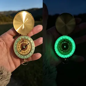 Classic Copper Flip-Top Glow-in-the-Dark Military Survival Compass -Tone Design with Detailed Markings, Ideal for Hiking, Camping, Hunting, and Mountaineering, Outdoor Navigation|Elegant Compass Design|Glowinthedark Feature, Survival Compas