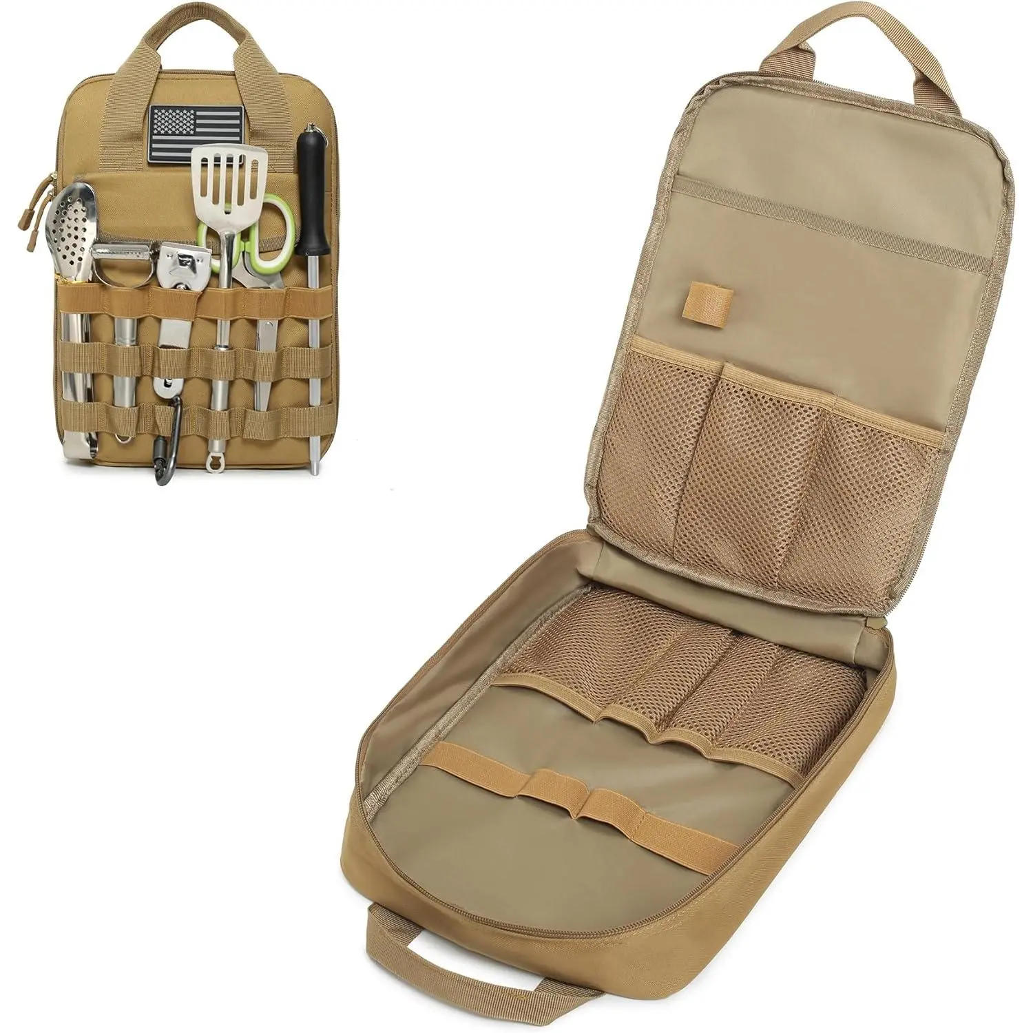 Tactical Camp Kitchen Organizer Camping Cooking Utensils Bag  BBQ, Picnic, Travel & Hiking (Bag Only) New model