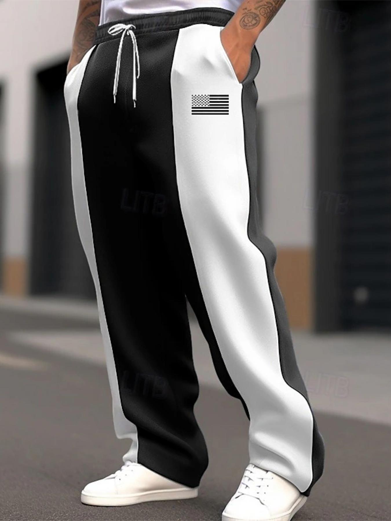 Men's Regular Fit Colorblock Print Sweatpants, Casual Comfy Breathable Jogger Pants for Daily Wear, Men's Trousers for All Seasons, Athleisure Style Bottoms