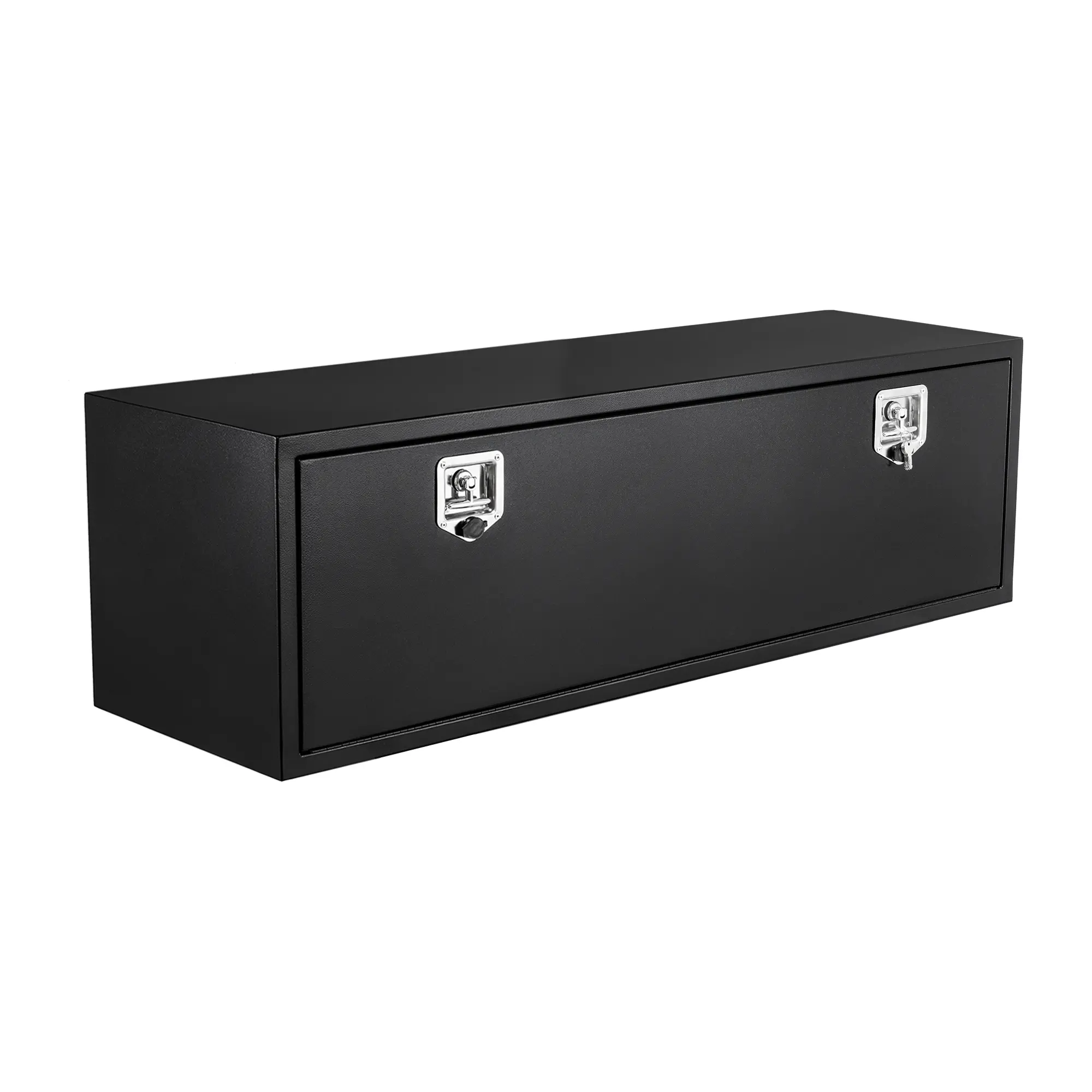 Garvee Lockable Steel Single Door Underbody Tool Box, 48x18x18" Truck Storage Cabinet with Dual Locks, Black-Orange Textured Finish for Flatbed Trailers, Contractors